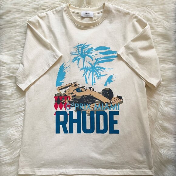Rhude X The Webster Vintage White Miami Formula 1 Grand Prix Cotton T-Shirt - Picture 2 of 6